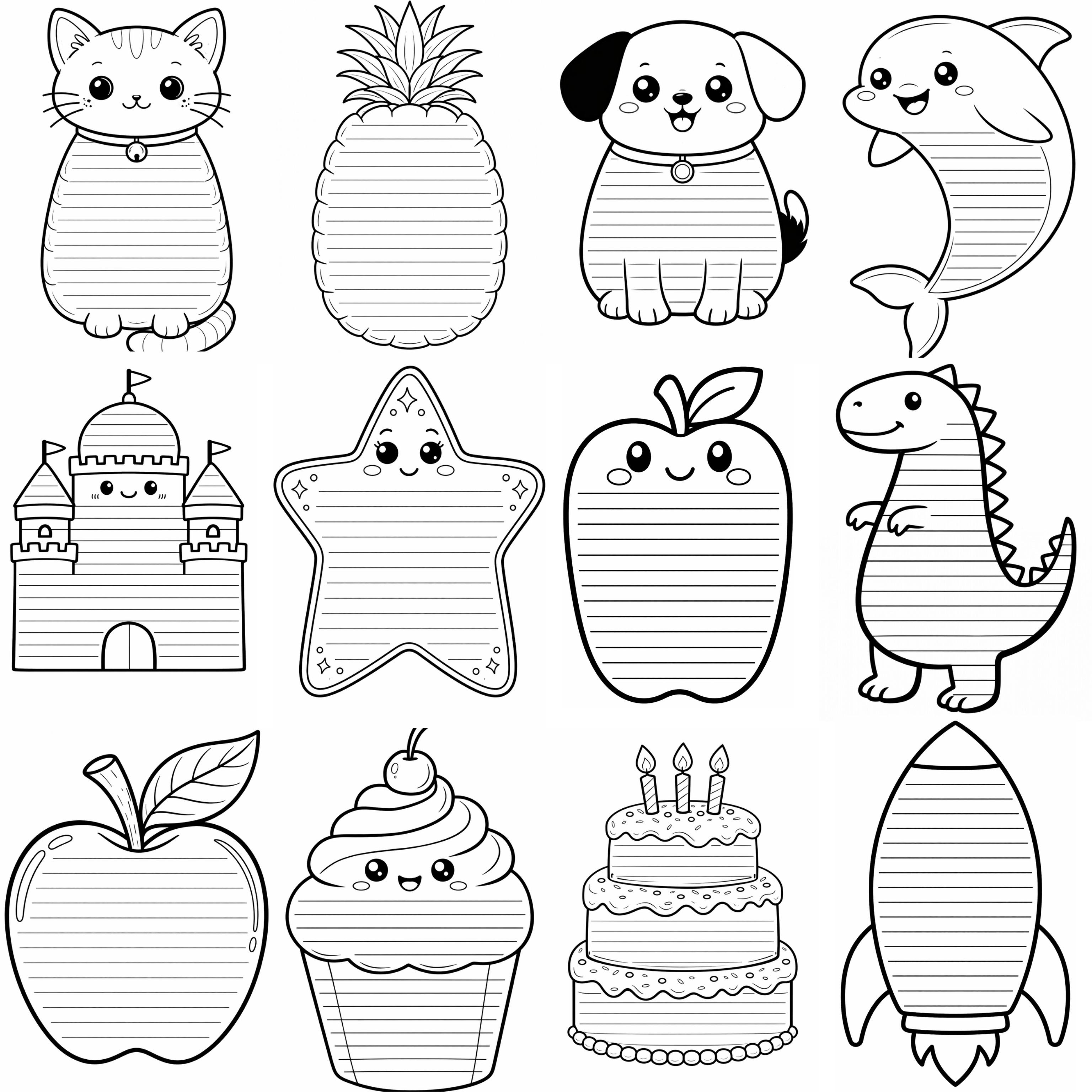 Shape Notes Coloring Page Generator
