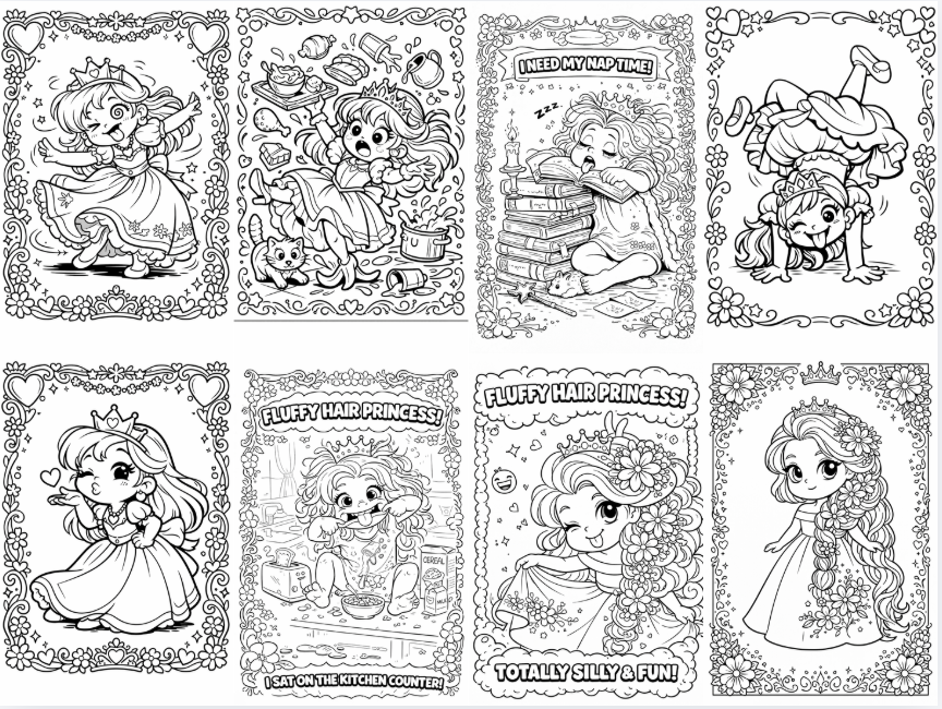 Silly Princess Coloring Page Generator